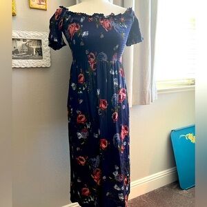 Floral ruched bodice dress